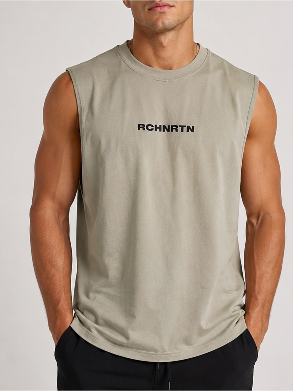Rich & Rotten Mens Sleeveless Graphic Shirt Size Large tank top muscle tee beig